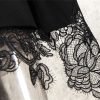 Women Embroidery Lace Notched Collar Long Sleeve Tunic Slimming Blazers