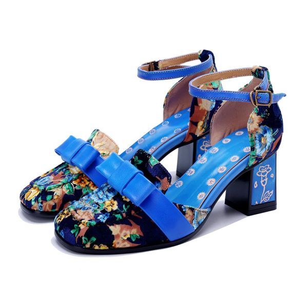 619inKzYzoL.jpg Women's Chunky Low Block Heels Mary Jane Summer Leather Closed Toe Work Pumps Comfortable Round Toe Dress Wedding Shoes Square