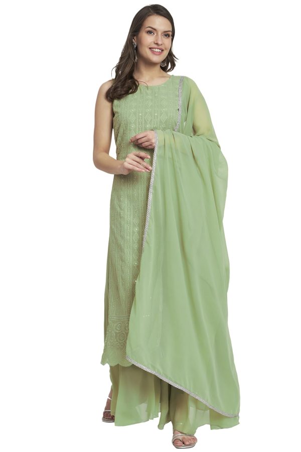619n3z-UM0L.jpg Women's Georgette Chikankari Embroidery Kurta set with Dupatta
