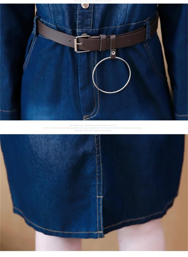 61A06gyryeL.jpg Women Jeans Dress Long Sleeve Single Breasted Shirt Dress Office Denim Dress
