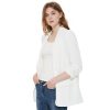 Womens 3/4 Ruched Sleeve Blazer Jacket Lightweight Work Office Open Front Solid Coat, Black