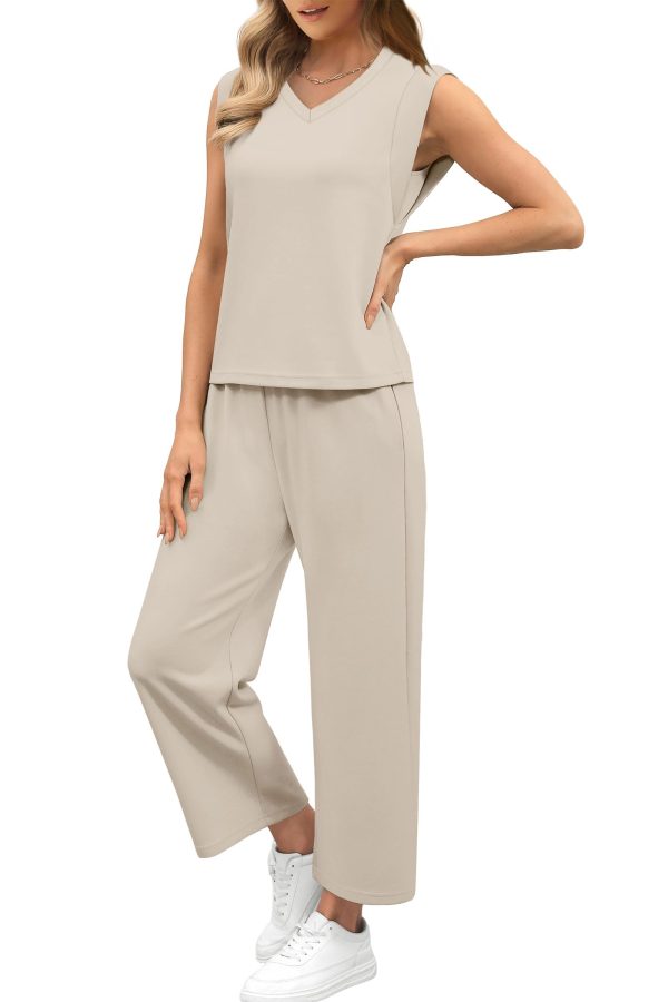 61Cf1EAfEqL.jpg Two Piece Sets for Women Summer Vacation Travel Outfits Business Casual Outfits Matching Sets Women Clothing