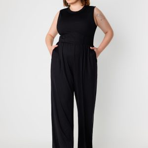 Plus Size Jumpsuits For Curvy Women Crew Neck Sleeveless Elegant Wide Leg Jumpsuits Dressy Casual Summer Outfits