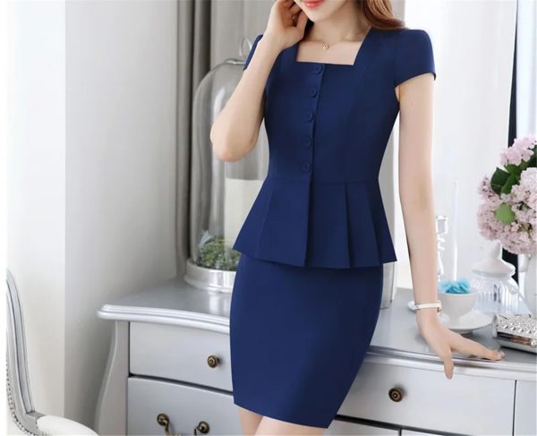 61FvoOtQExL.jpg Plus Size Women’S Pink Professional Suit 2-Piece Set Summer Business Office Wear Stretch Fabric Slim Fit Blazer Outfit