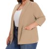 Plus Size Blazers for Women Casual Work Office 3/4 Sleeve Open Front Cardigan Suit Jacket Blazer with Pockets