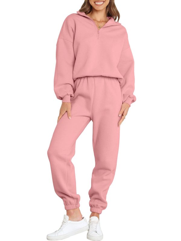 61IRyFxFKVL.jpg Women 2 Piece Outfits Sweatsuit Oversized Half Zip Sweatshirt Jogger Sweatpants Tracksuit Lounge Set 2024 Clothes