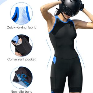 Women's Triathlon Suit One-Piece Sleeveless Tri Suit Padded Quick-Dry Slimming for Running Swimming Cycling
