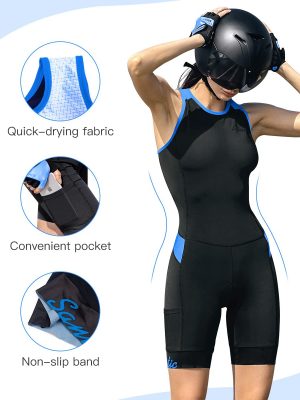 Women's Triathlon Suit One-Piece Sleeveless Tri Suit Padded Quick-Dry Slimming for Running Swimming Cycling