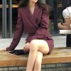 Spring Summer Stylish Blazer Suits Sets Women Crop Coat High Waist Pocket Mini Skirts Outfit Suits