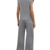 Two Piece Sets for Women Casual Travel Vacation Outfits Summer Wide Leg Crop Pants Lounge Sets