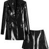 Sequin Blazer and Short Set for Women 2 PC Slim Fit Notch Lapel Prom Party Suit Women's Glitter Suit