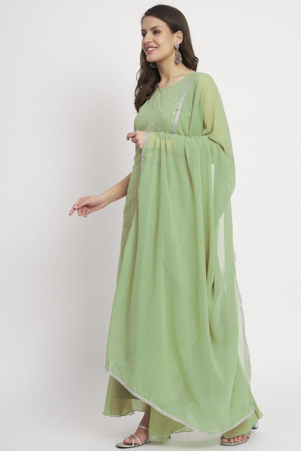 61NEXqRBFnL.jpg Women's Georgette Chikankari Embroidery Kurta set with Dupatta