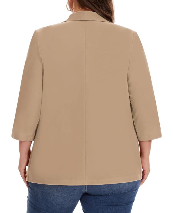 61NeENEdYqL.jpg Plus Size Blazers for Women Casual Work Office 3/4 Sleeve Open Front Cardigan Suit Jacket Blazer with Pockets