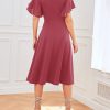 Women's Formal Cocktail Wedding Guest Dress for Women 2025 Short Sleeve Fit and Flare Tea Party Dresses