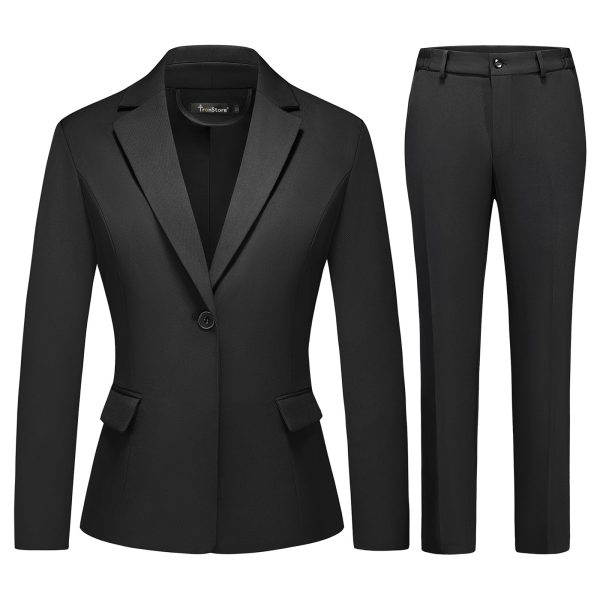 61NsGbB59DL.jpg Women's Business Solid Suit 2 Piece Slim Fit Classic Blazer Pants Set for Women Formal Office