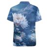 White Floral Landscape Womens Polo Shirts Short Sleeve Golf Shirts Casual Tennis Shirts for Work Business