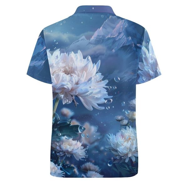 61OSxdCH7L.jpg White Floral Landscape Womens Polo Shirts Short Sleeve Golf Shirts Casual Tennis Shirts for Work Business