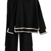Women's 2 Piece Outfits Long Sleeve Knit Sweater Top Wide Leg Pants Lounge Sets Tracksuits