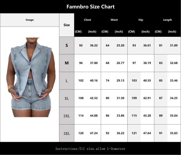 61Py6CPgeXL.jpg Womens Denim Romper Y2k Sleeveless V Neck Lapel Blazers Vest Work Business Short Jeans Jumpsuits