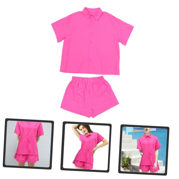 61QZOPEbInL.jpg Elegant Women's Short Shirt Set Summer Vacation Shorts Suit Casual Outfit Set for Women