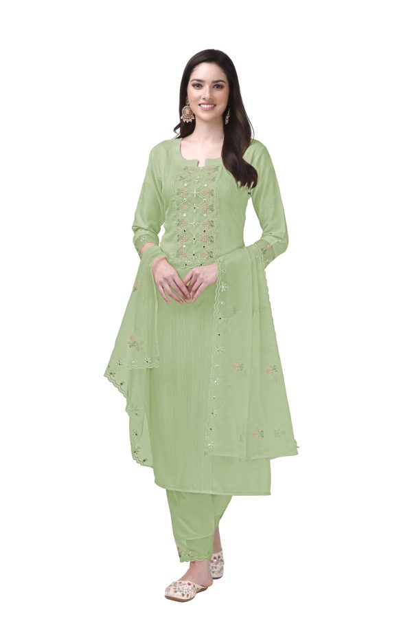 61R2Si6aJVL.jpg Women's Cotton Embroidery Salwar Suit Set Kurta Pant with Dupatta Kurta Set for Women