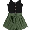 Casual Summer Rompers for Women Sleeveless Vacation Outfits Short Jumpsuit