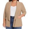 Plus Size Blazers for Women Casual Work Office 3/4 Sleeve Open Front Cardigan Suit Jacket Blazer with Pockets