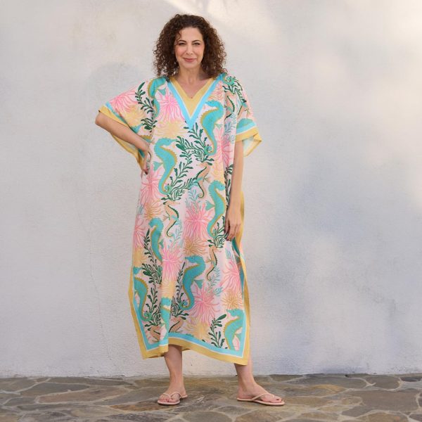 61Tg83WqbSL.jpg Seahorses Caftan Beach and Pool Coverup