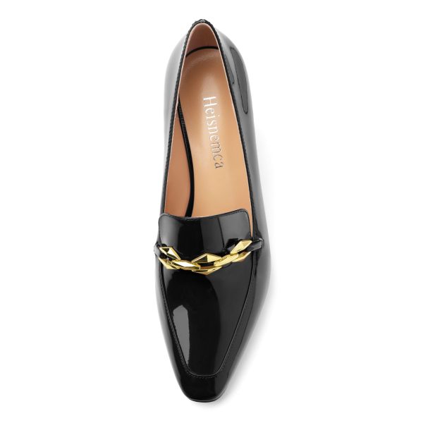 61TjYIU95L.jpg Womens Chunky Block Mid Heel,Patent Square Toe Pumps Slip-on Loafers Shoes Office Basic Classic Shoes 2.5IN