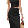 Women's Two Piece Sets 2025 Bodycon Dresses Summer Outfits Tank Top and Midi Skirt Suits Sweater