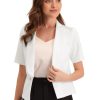 Casual Shawl Collar Open Front Cardigan for Women's Short Sleeve Work Office Suit Blazer