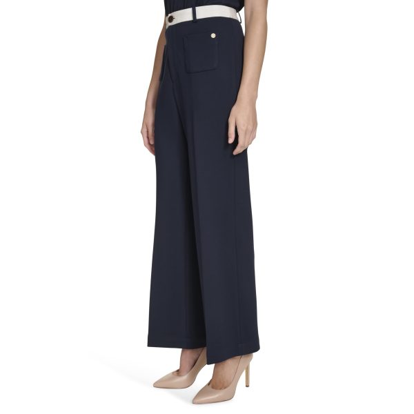 61ZSf7PygCL.jpg womens Contrast Waist Flare Trouser Pant