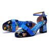 Women's Chunky Low Block Heels Mary Jane Summer Leather Closed Toe Work Pumps Comfortable Round Toe Dress Wedding Shoes Square