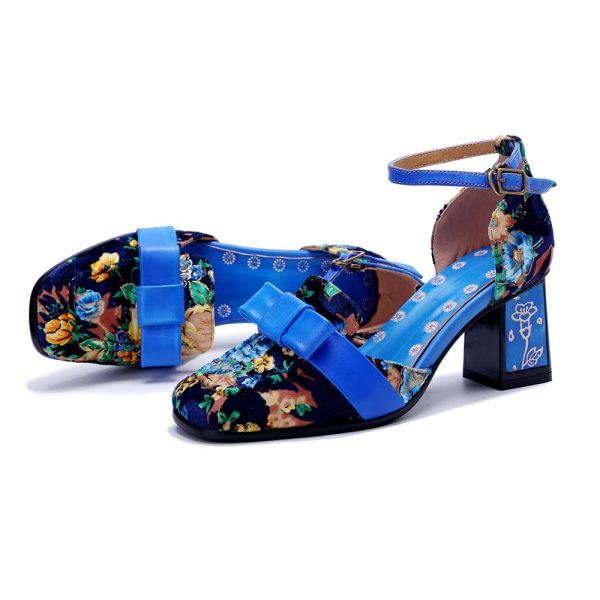 61ZpqjudfL.jpg Women's Chunky Low Block Heels Mary Jane Summer Leather Closed Toe Work Pumps Comfortable Round Toe Dress Wedding Shoes Square