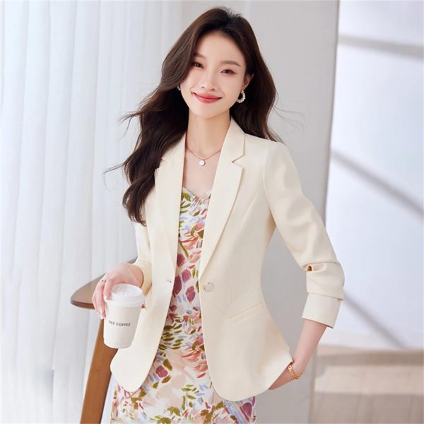 61blCULwy8L.jpg Women Clothes Button Coats Overwea Hot Black Pink Solid Slim Jacket