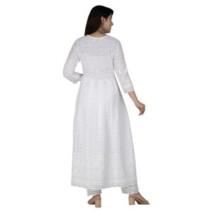 Chikankari Cotton Anarkali Indian Kurti For Women Summer Dress Kurta Pant With Dupatta Set Pakistani Kurta