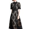 Womens Summer Hollow Out Party A Line Midi Long Princess Elegant Office Runway Robes Dress