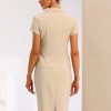 Women's Business Skirt Suit Set Work Office Short Sleeve Blazer Jacket Pencil Skirt