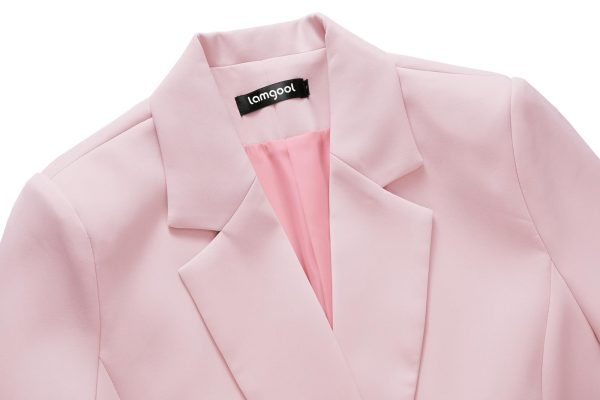 61dHnFq8UhL.jpg Women's Suit 2 Piece Casual Outfits Cropped Blazer High Waisted Wide Leg Pants for Work