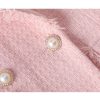 Women's Long Sleeve Suit Jacket Double Breasted Tweed Blue White Blazer Coat Business Casual Work Outerwears