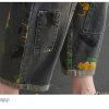 Women Cartoon Printed Denim Overalls Ankle-Length Vintage Denim Jumpsuits Pockets Rompers Jumpsuit
