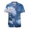 White Floral Landscape Womens Polo Shirts Short Sleeve Golf Shirts Casual Tennis Shirts for Work Business