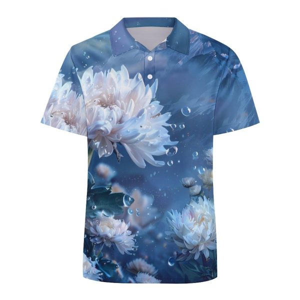 61gsGKDGIpL.jpg White Floral Landscape Womens Polo Shirts Short Sleeve Golf Shirts Casual Tennis Shirts for Work Business