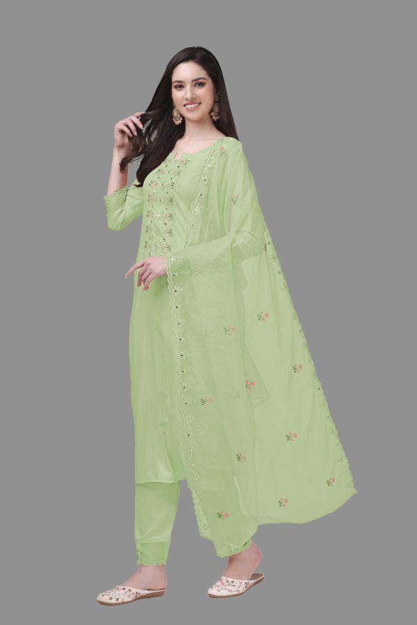 61iqpIztp4L.jpg Women's Cotton Embroidery Salwar Suit Set Kurta Pant with Dupatta Kurta Set for Women