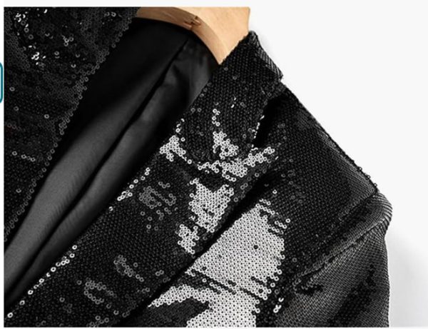 61jKZkT96DL.jpg Sequin Blazer and Short Set for Women 2 PC Slim Fit Notch Lapel Prom Party Suit Women's Glitter Suit
