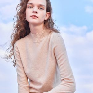 Women's Seamless 100% Wool Sweater, Long Sleeve Crewneck Sweater 2024 Fall Winter Pullover for Women