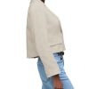 Womens Cropped Blazer Casual Lightweight Cotton Linen Blazer Suit Jackets