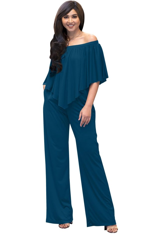 61mfU01SijL.jpg Womens Long Pant Strapless Off Shoulder Pocket One Piece Jumpsuit Outfit