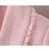 Women's Long Sleeve Suit Jacket Double Breasted Tweed Blue White Blazer Coat Business Casual Work Outerwears