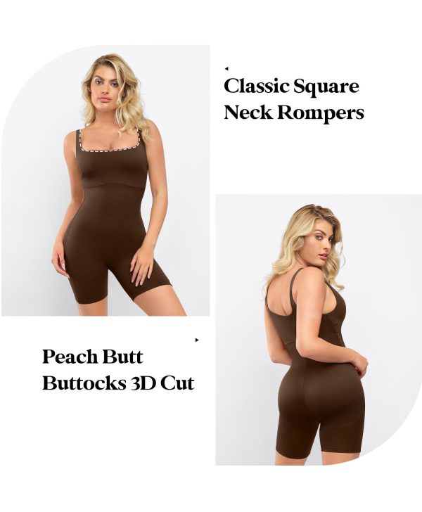 61ouBhsKPoL.jpg Shapewear Jumpsuits for Women Built In Shapewear Workout Shorts Rompers Tummy Control Bodysuit Yoga Outfits 2024